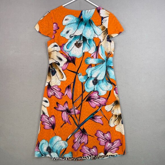 Chicos Dress Womens 000 Orange Floral Leopard Reversible Coastal Resort Vacation - Picture 7 of 13